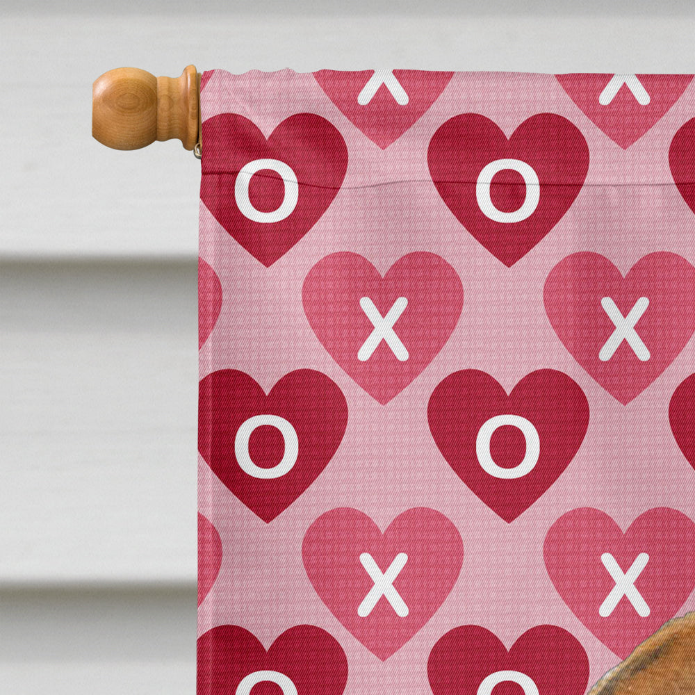 Bulldog English Hearts Love Valentine's Day House Flag 28x40 Porch Sleeve Pole Decorative Outside Yard Banner Artwork Wall Hanging, Polyester