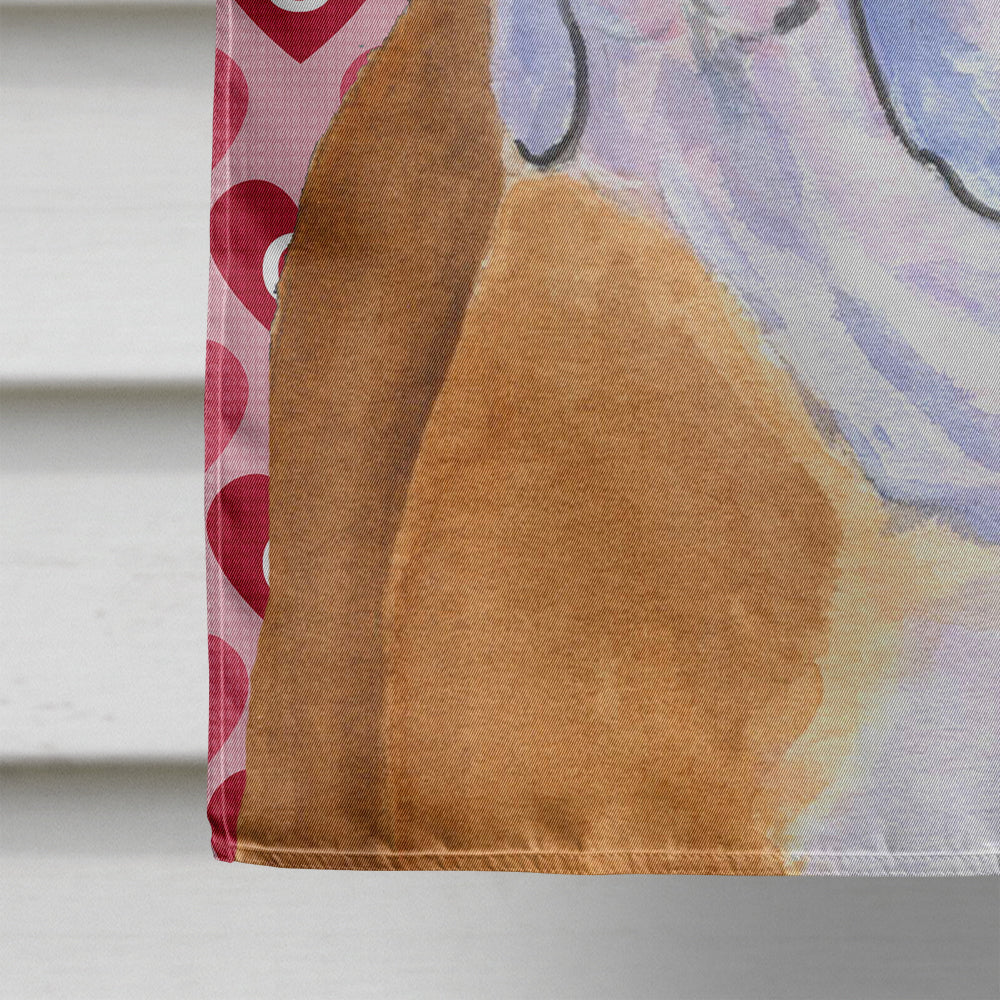 Bulldog English Hearts Love Valentine's Day House Flag 28x40 Porch Sleeve Pole Decorative Outside Yard Banner Artwork Wall Hanging, Polyester