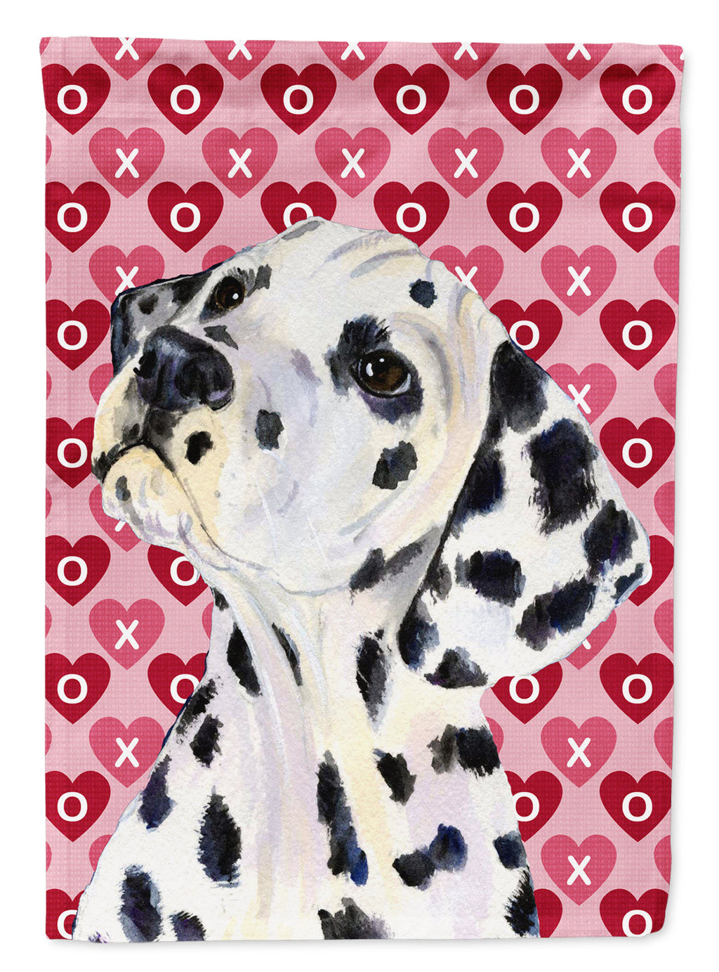Dalmatian Hearts Love and Valentine's Day Portrait House Flag 28x40 Porch Sleeve Pole Decorative Outside Yard Banner Artwork Wall Hanging, Polyester