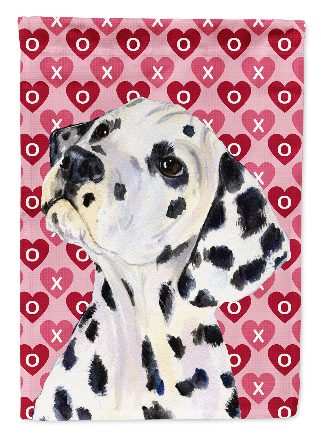 Dalmatian Hearts Love and Valentine's Day Portrait House Flag 28x40 Porch Sleeve Pole Decorative Outside Yard Banner Artwork Wall Hanging, Polyester