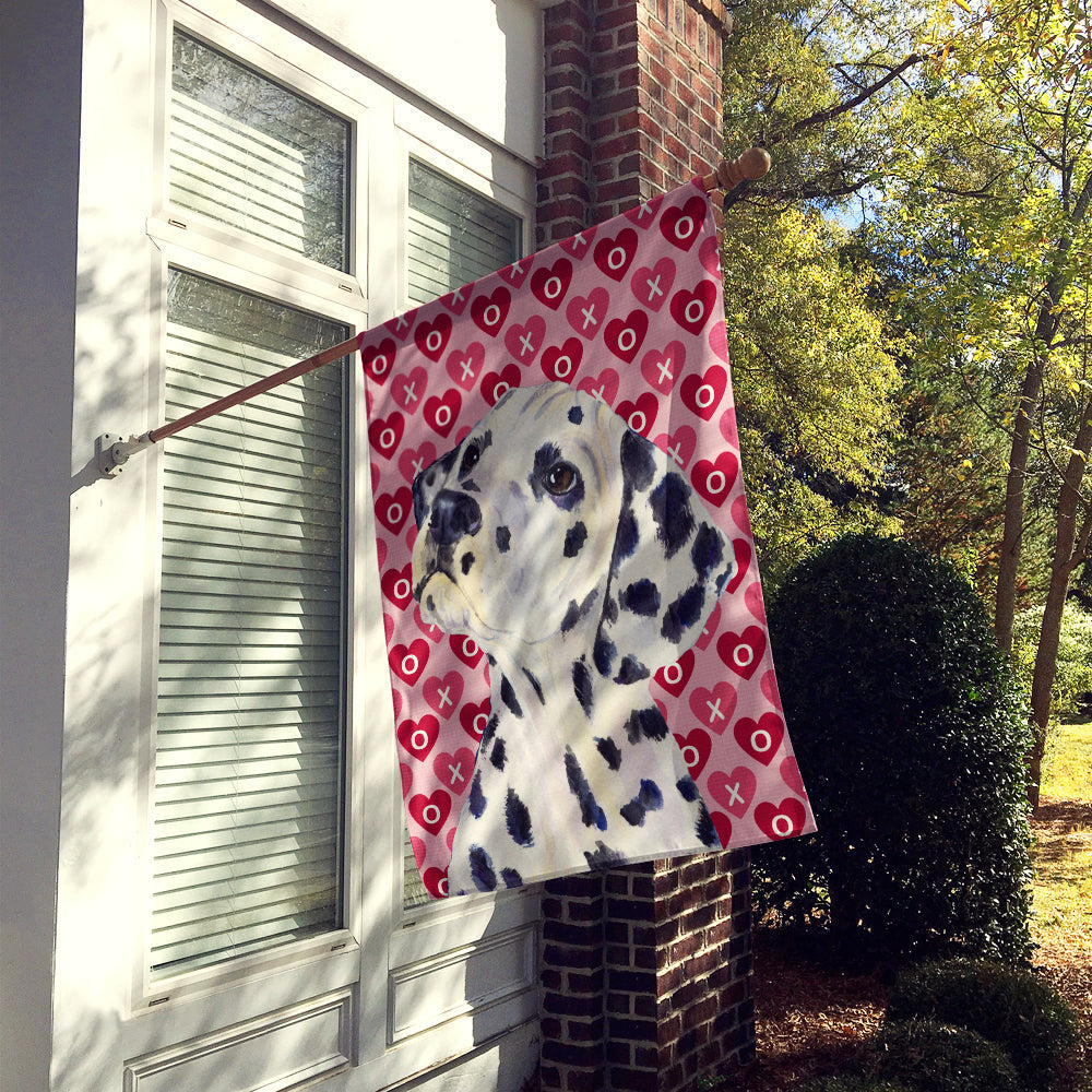 Dalmatian Hearts Love and Valentine's Day Portrait House Flag 28x40 Porch Sleeve Pole Decorative Outside Yard Banner Artwork Wall Hanging, Polyester