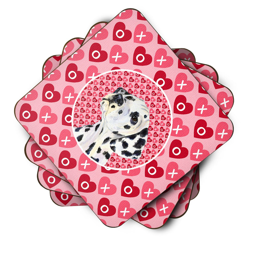 Dalmatian Hearts Love and Valentine's Day Portrait Foam Coasters Set of 4 Cup Coasters for Indoor Outdoor, Tabletop Protection, Anti Slip, Mouse pad Material