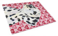 Dalmatian Hearts Love and Valentine's Day Portrait Cutting Board Tempered Glass Kitchen Cutting Surface, Heat Resistant Chopping, Non-Slip Feet, Food Prep & Serving