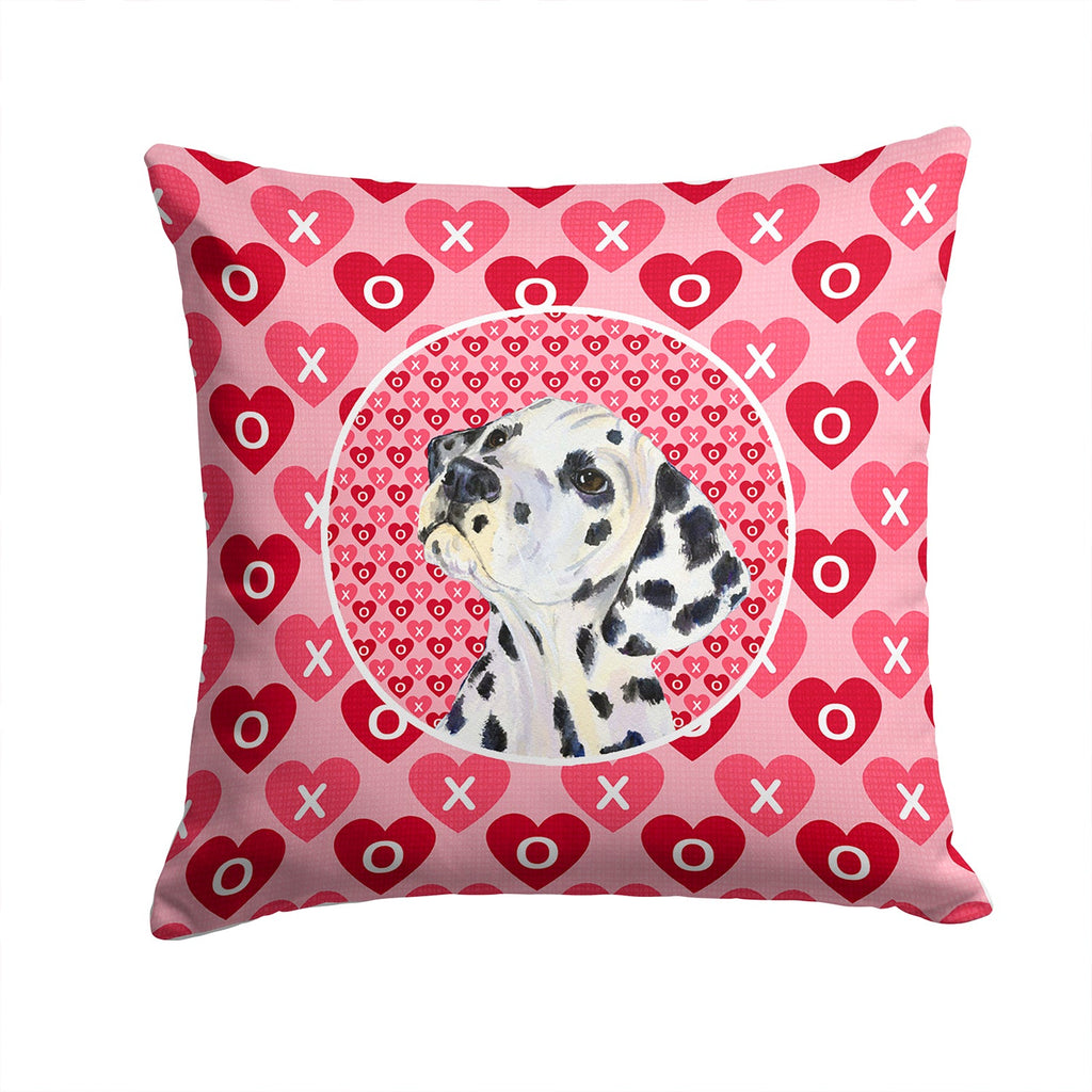 Dalmatian Hearts Love and Valentine's Day Portrait Decorative Throw Pillow 14x14 Indoor Outdoor Accent Cushion, Fabric Cover with Insert for Sofa, Bed, Porch & Living Room