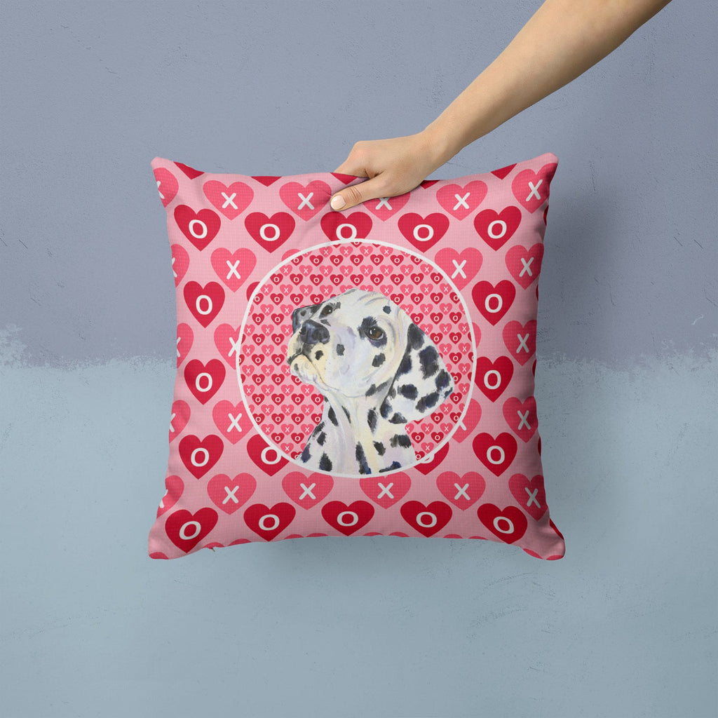 Dalmatian Hearts Love and Valentine's Day Portrait Decorative Throw Pillow 14x14 Indoor Outdoor Accent Cushion, Fabric Cover with Insert for Sofa, Bed, Porch & Living Room