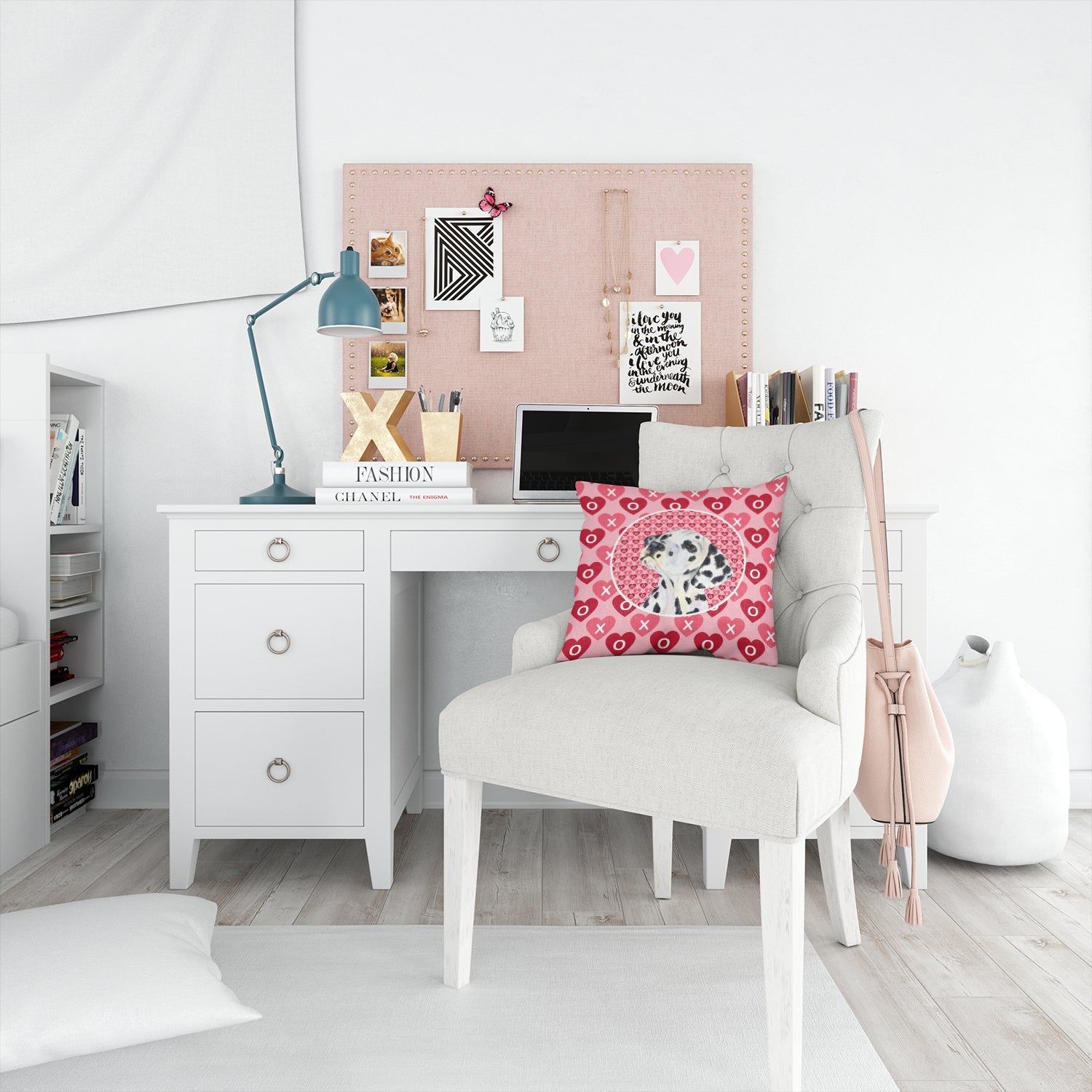 Dalmatian Hearts Love and Valentine's Day Portrait Decorative Throw Pillow 14x14 Indoor Outdoor Accent Cushion, Fabric Cover with Insert for Sofa, Bed, Porch & Living Room