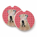 Wheaten Terrier Soft Coated Hearts Love Valentine's Set of 2 Cup Holder Car Coasters Absorbent Round Sandstone Coasters Gifts for Men or Women, 2.5, Multicolor