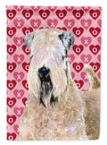 Wheaten Terrier Soft Coated Hearts Love Valentine's House Flag 28x40 Porch Sleeve Pole Decorative Outside Yard Banner Artwork Wall Hanging, Polyester