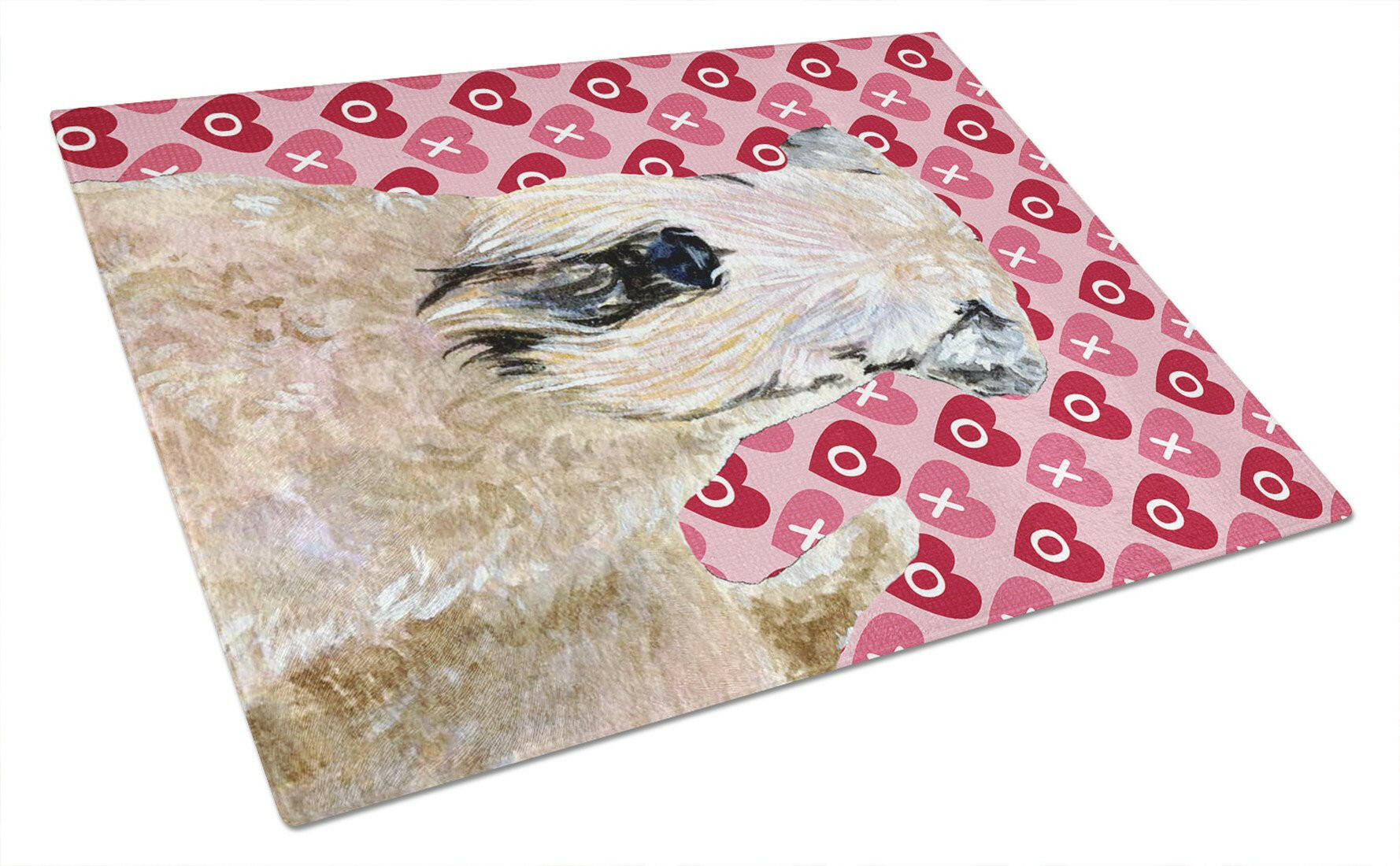 Wheaten Terrier Soft Coated Hearts Love Valentine's Cutting Board Tempered Glass Kitchen Cutting Surface, Heat Resistant Chopping, Non-Slip Feet, Food Prep & Serving