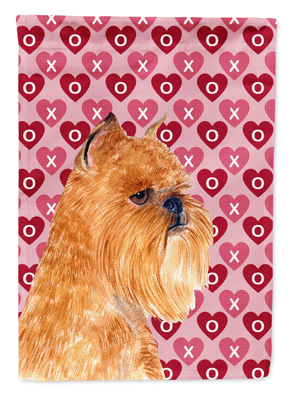 Brussels Griffon Hearts Love and Valentine's Day Portrait House Flag 28x40 Porch Sleeve Pole Decorative Outside Yard Banner Artwork Wall Hanging, Polyester