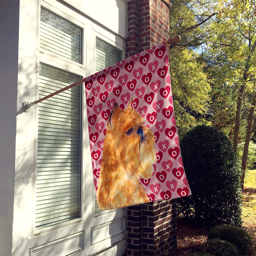 Brussels Griffon Hearts Love and Valentine's Day Portrait House Flag 28x40 Porch Sleeve Pole Decorative Outside Yard Banner Artwork Wall Hanging, Polyester