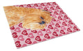 Brussels Griffon Hearts Love and Valentine's Day Portrait Cutting Board Tempered Glass Kitchen Cutting Surface, Heat Resistant Chopping, Non-Slip Feet, Food Prep & Serving