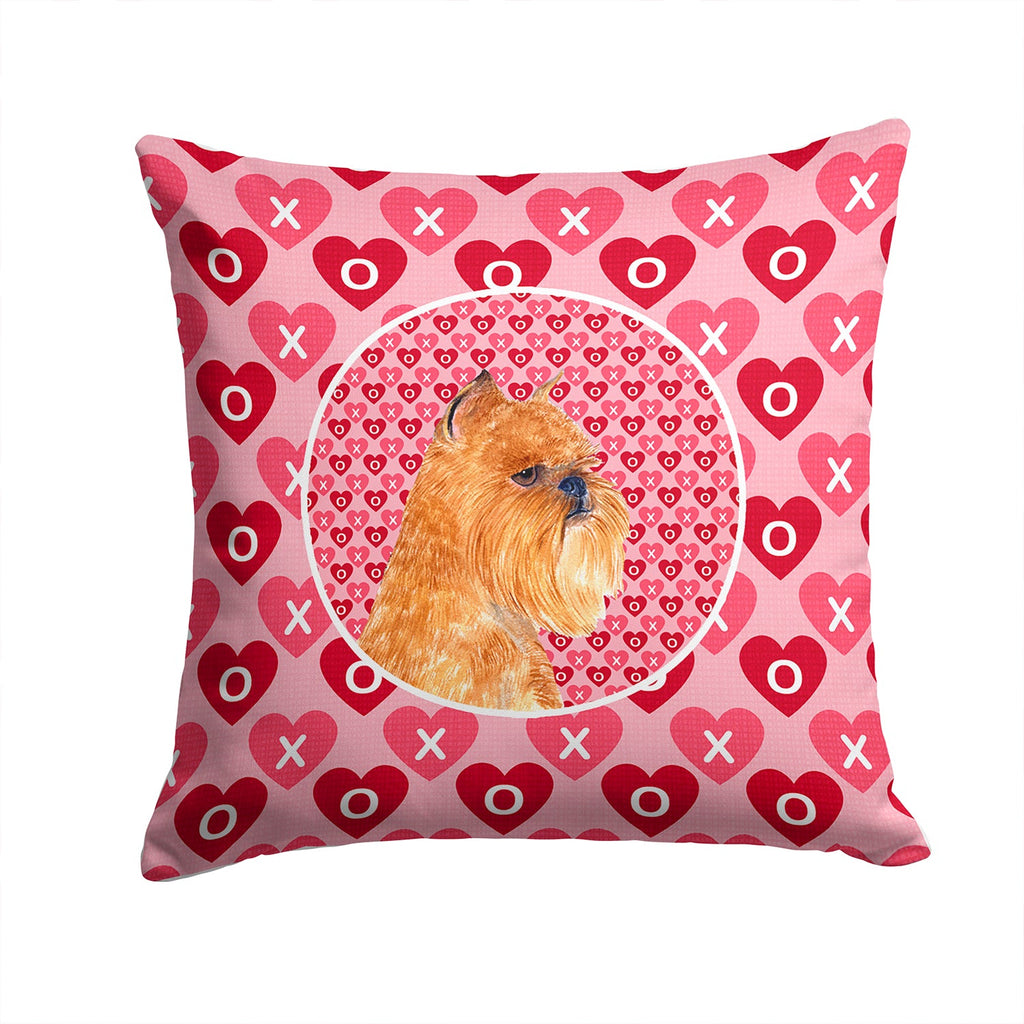 Brussels Griffon Hearts Love and Valentine's Day Portrait Decorative Throw Pillow 14x14 Indoor Outdoor Accent Cushion, Fabric Cover with Insert for Sofa, Bed, Porch & Living Room