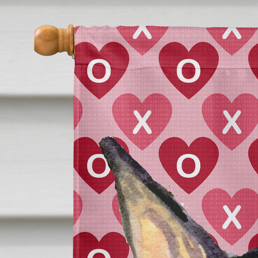 Doberman Hearts Love and Valentine's Day Portrait House Flag 28x40 Porch Sleeve Pole Decorative Outside Yard Banner Artwork Wall Hanging, Polyester