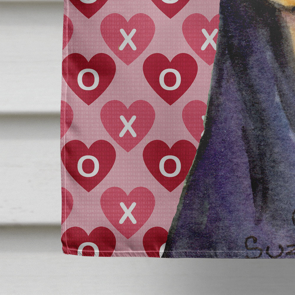Doberman Hearts Love and Valentine's Day Portrait House Flag 28x40 Porch Sleeve Pole Decorative Outside Yard Banner Artwork Wall Hanging, Polyester