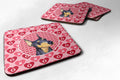 Doberman Hearts Love and Valentine's Day Portrait Foam Coasters Set of 4 Cup Coasters for Indoor Outdoor, Tabletop Protection, Anti Slip, Mouse pad Material