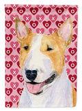 Bull Terrier Hearts Love and Valentine's Day Portrait House Flag 28x40 Porch Sleeve Pole Decorative Outside Yard Banner Artwork Wall Hanging, Polyester