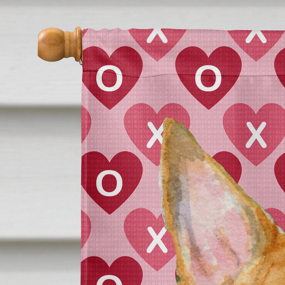 Bull Terrier Hearts Love and Valentine's Day Portrait House Flag 28x40 Porch Sleeve Pole Decorative Outside Yard Banner Artwork Wall Hanging, Polyester