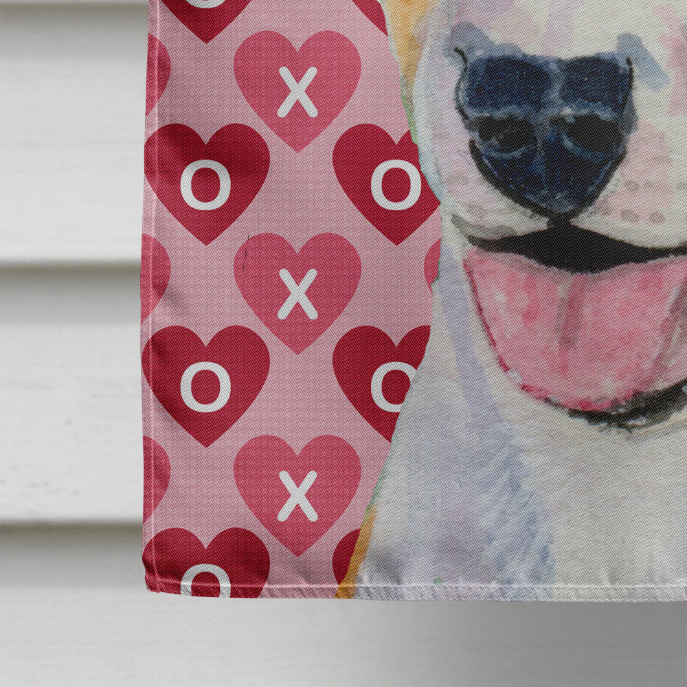 Bull Terrier Hearts Love and Valentine's Day Portrait House Flag 28x40 Porch Sleeve Pole Decorative Outside Yard Banner Artwork Wall Hanging, Polyester