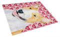 Bull Terrier Hearts Love and Valentine's Day Portrait Cutting Board Tempered Glass Kitchen Cutting Surface, Heat Resistant Chopping, Non-Slip Feet, Food Prep & Serving