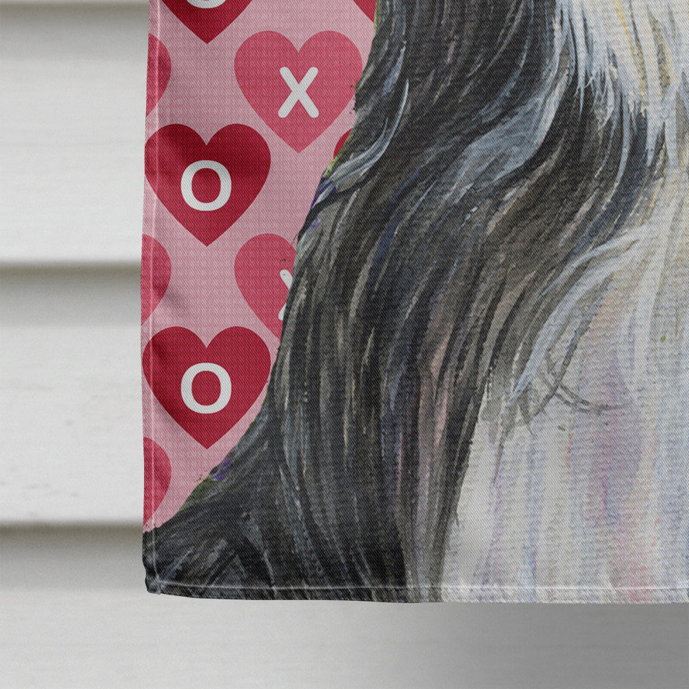 Bearded Collie Hearts Love and Valentine's Day Portrait House Flag 28x40 Porch Sleeve Pole Decorative Outside Yard Banner Artwork Wall Hanging, Polyester