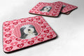 Bearded Collie Hearts Love and Valentine's Day Portrait Foam Coasters Set of 4 Cup Coasters for Indoor Outdoor, Tabletop Protection, Anti Slip, Mouse pad Material