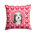 Bearded Collie Hearts Love and Valentine's Day Portrait Decorative Throw Pillow 14x14 Indoor Outdoor Accent Cushion, Fabric Cover with Insert for Sofa, Bed, Porch & Living Room