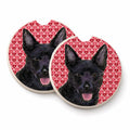 Australian Kelpie Hearts Love Valentine's Day Set of 2 Cup Holder Car Coasters Absorbent Round Sandstone Coasters Gifts for Men or Women, 2.5, Multicolor