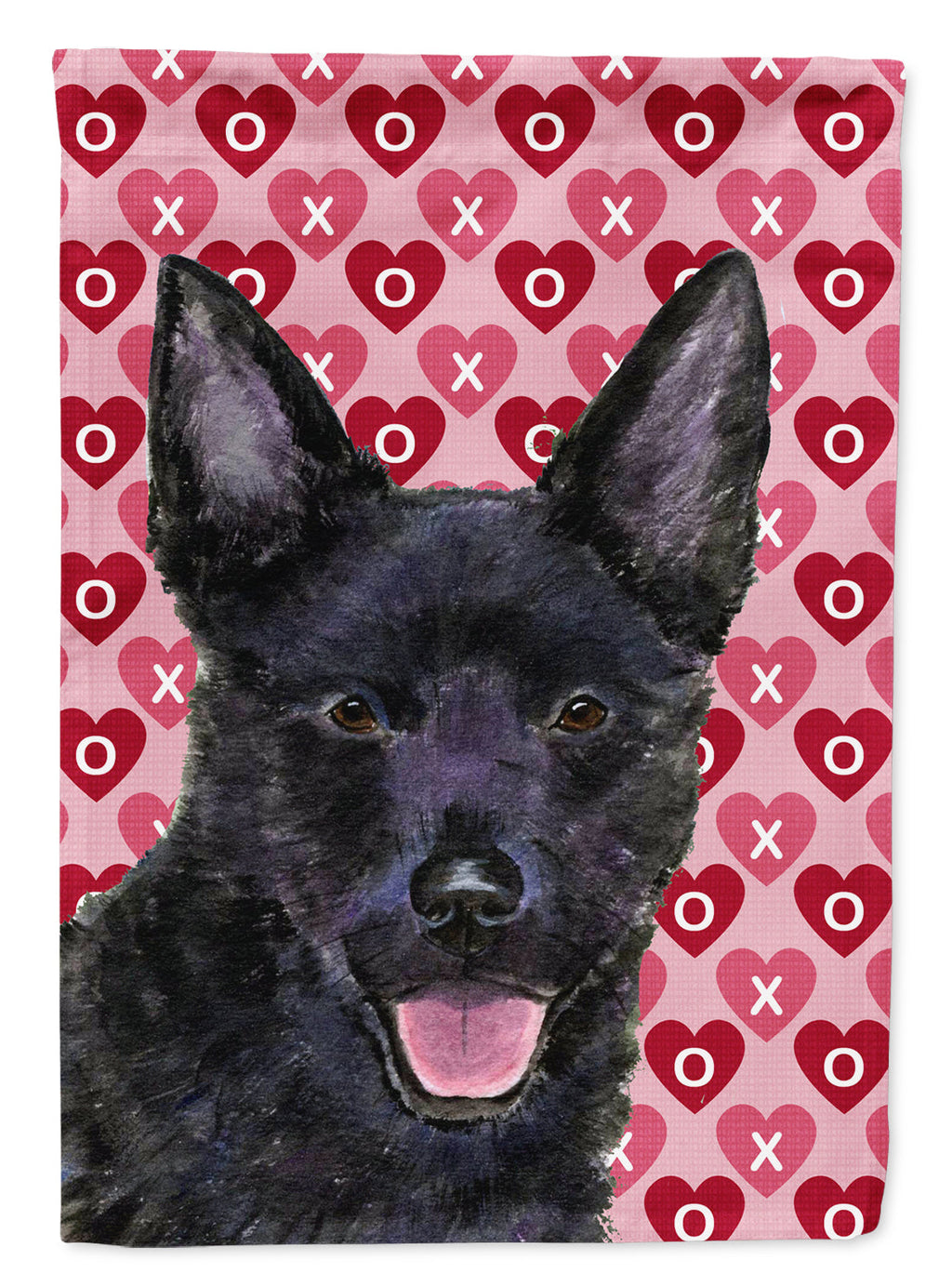 Australian Kelpie Hearts Love Valentine's Day House Flag 28x40 Porch Sleeve Pole Decorative Outside Yard Banner Artwork Wall Hanging, Polyester