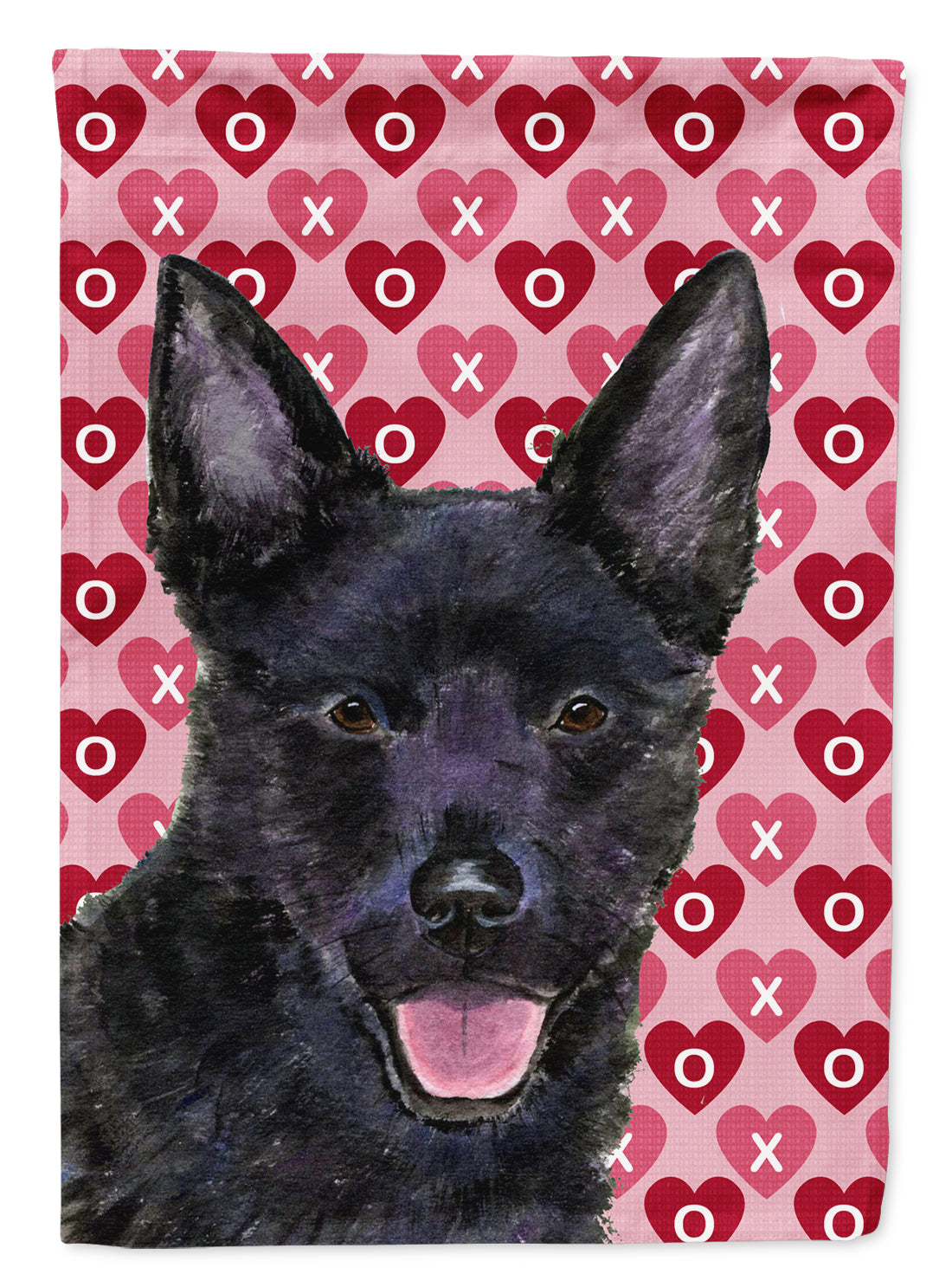 Australian Kelpie Hearts Love Valentine's Day House Flag 28x40 Porch Sleeve Pole Decorative Outside Yard Banner Artwork Wall Hanging, Polyester