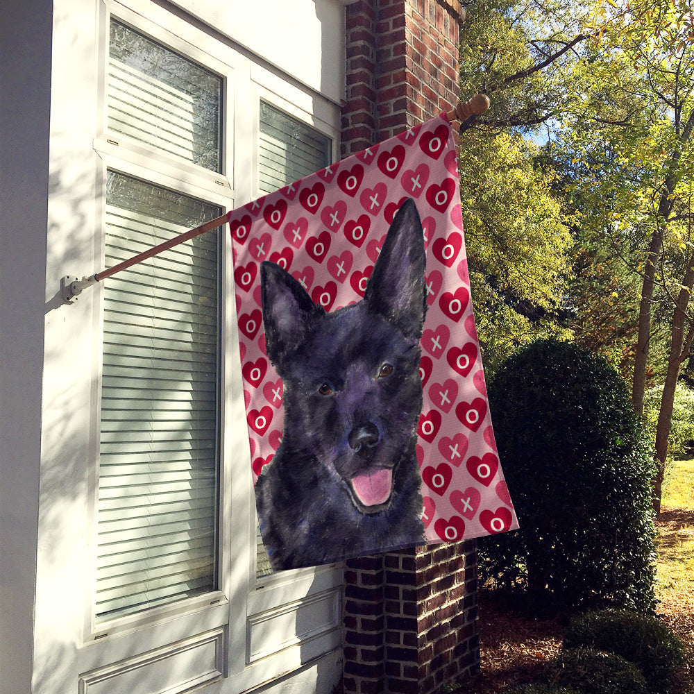 Australian Kelpie Hearts Love Valentine's Day House Flag 28x40 Porch Sleeve Pole Decorative Outside Yard Banner Artwork Wall Hanging, Polyester