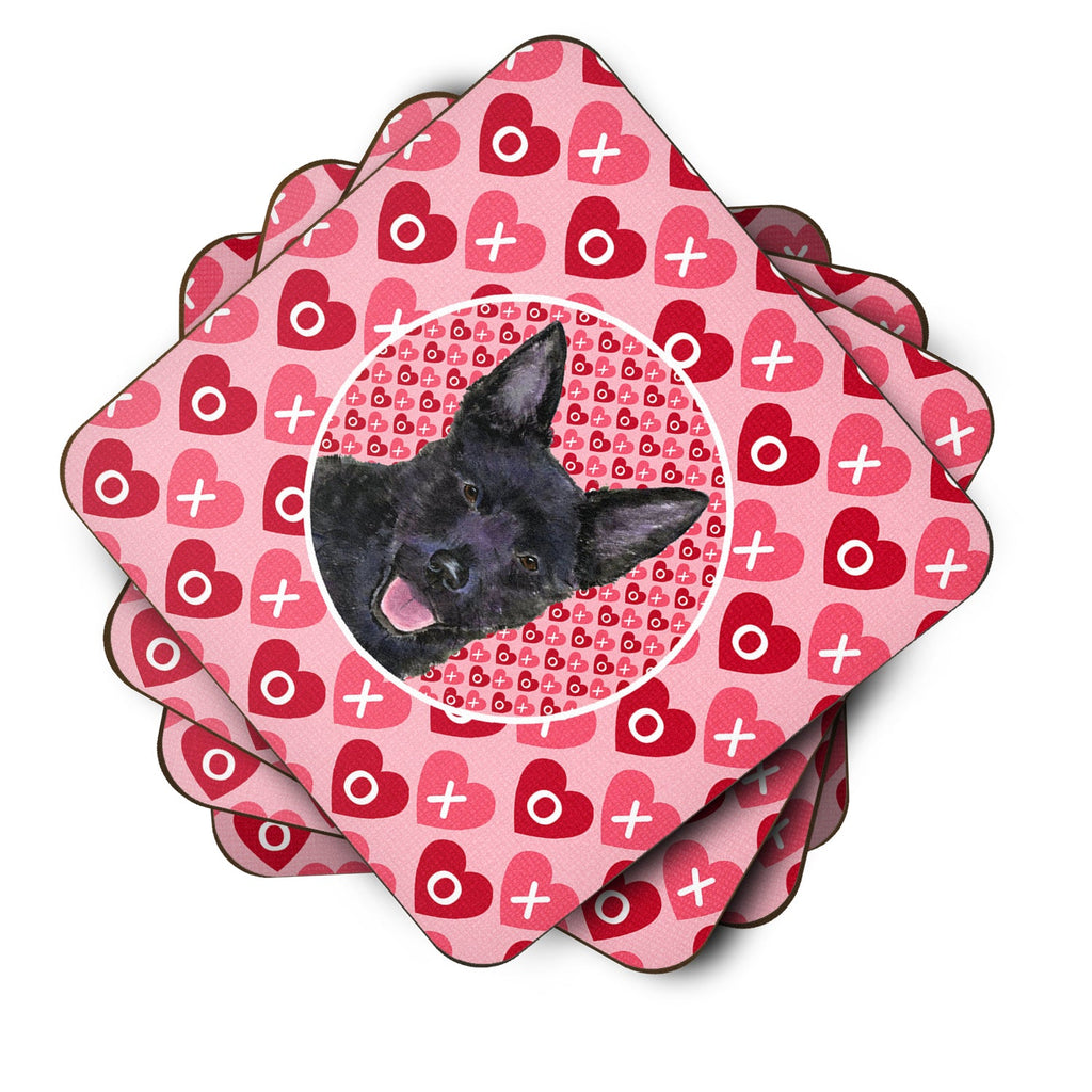 Australian Kelpie Hearts Love Valentine's Day Foam Coasters Set of 4 Cup Coasters for Indoor Outdoor, Tabletop Protection, Anti Slip, Mouse pad Material