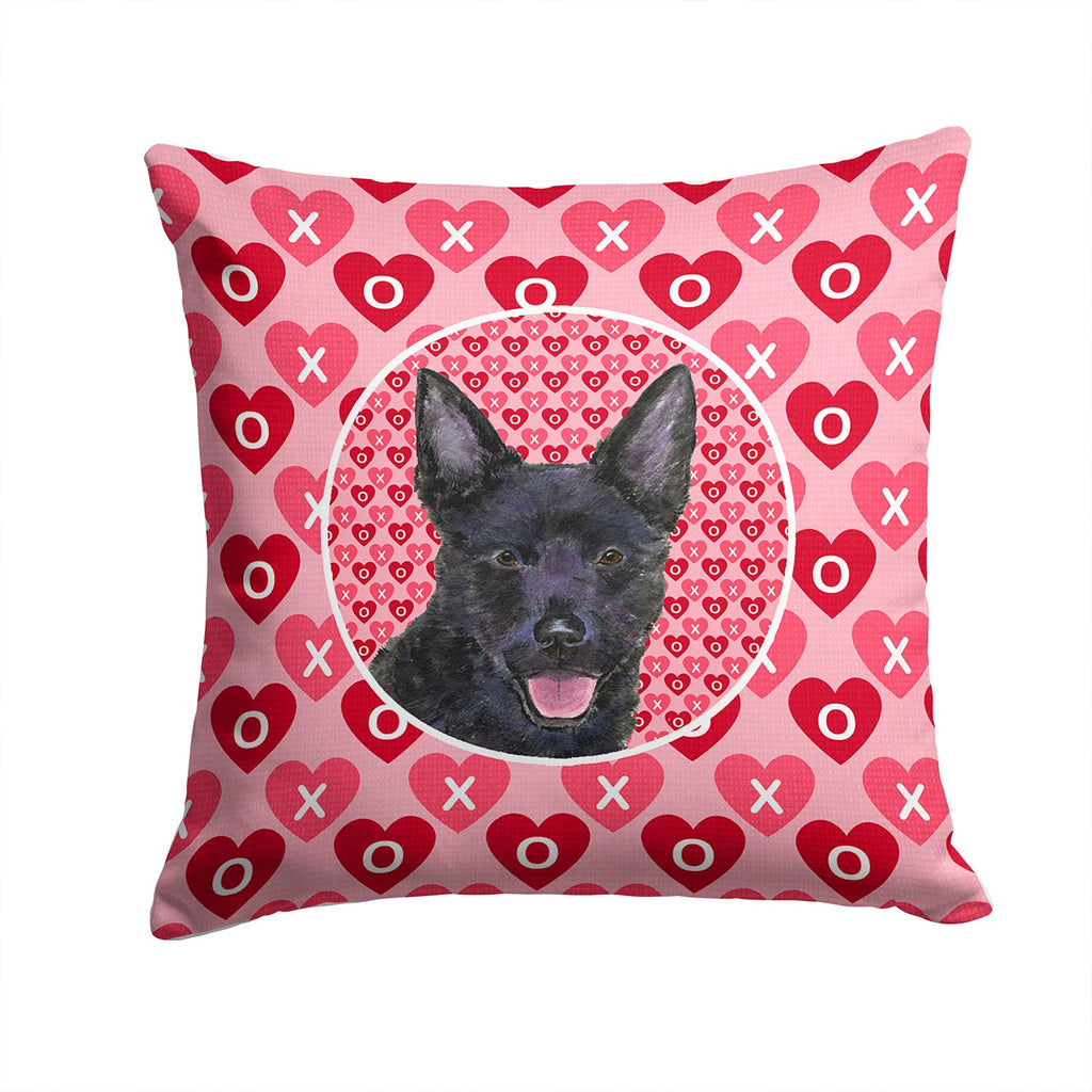 Australian Kelpie Hearts Love Valentine's Day Decorative Throw Pillow 14x14 Indoor Outdoor Accent Cushion, Fabric Cover with Insert for Sofa, Bed, Porch & Living Room