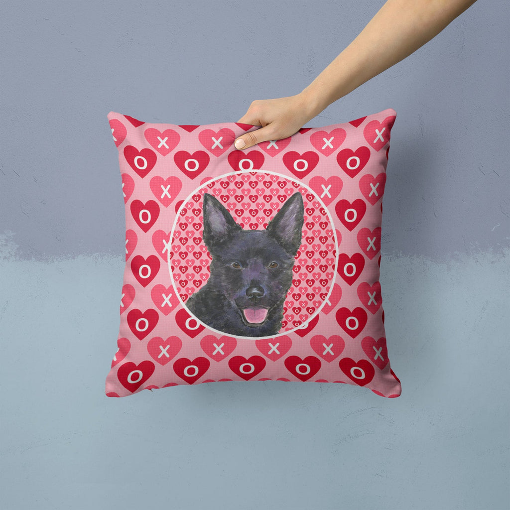 Australian Kelpie Hearts Love Valentine's Day Decorative Throw Pillow 14x14 Indoor Outdoor Accent Cushion, Fabric Cover with Insert for Sofa, Bed, Porch & Living Room