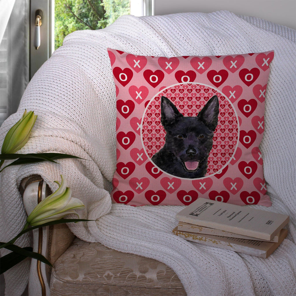 Australian Kelpie Hearts Love Valentine's Day Decorative Throw Pillow 14x14 Indoor Outdoor Accent Cushion, Fabric Cover with Insert for Sofa, Bed, Porch & Living Room