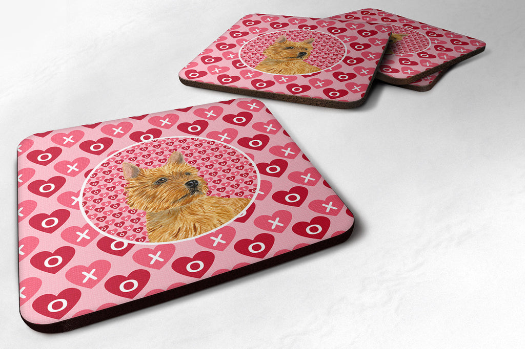 Norwich Terrier Hearts Love and Valentine's Day Portrait Foam Coasters Set of 4 Cup Coasters for Indoor Outdoor, Tabletop Protection, Anti Slip, Mouse pad Material