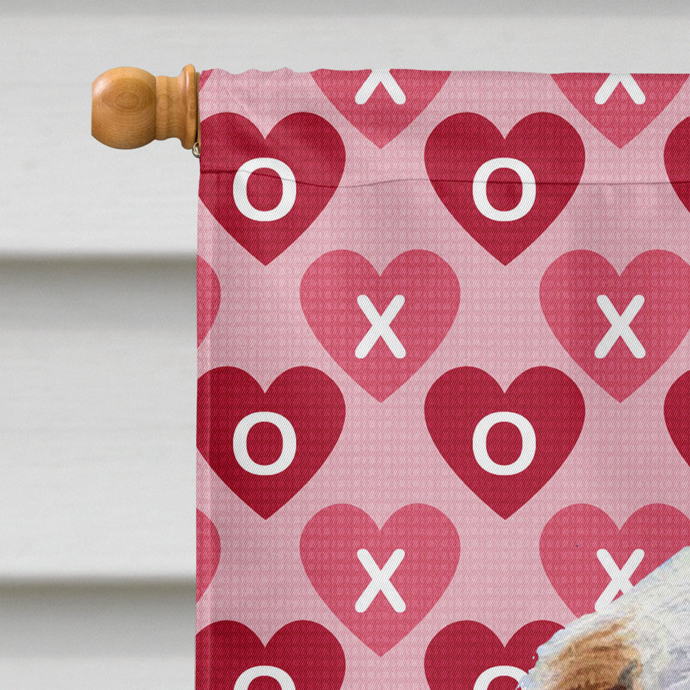 Clumber Spaniel Hearts Love and Valentine's Day Portrait House Flag 28x40 Porch Sleeve Pole Decorative Outside Yard Banner Artwork Wall Hanging, Polyester