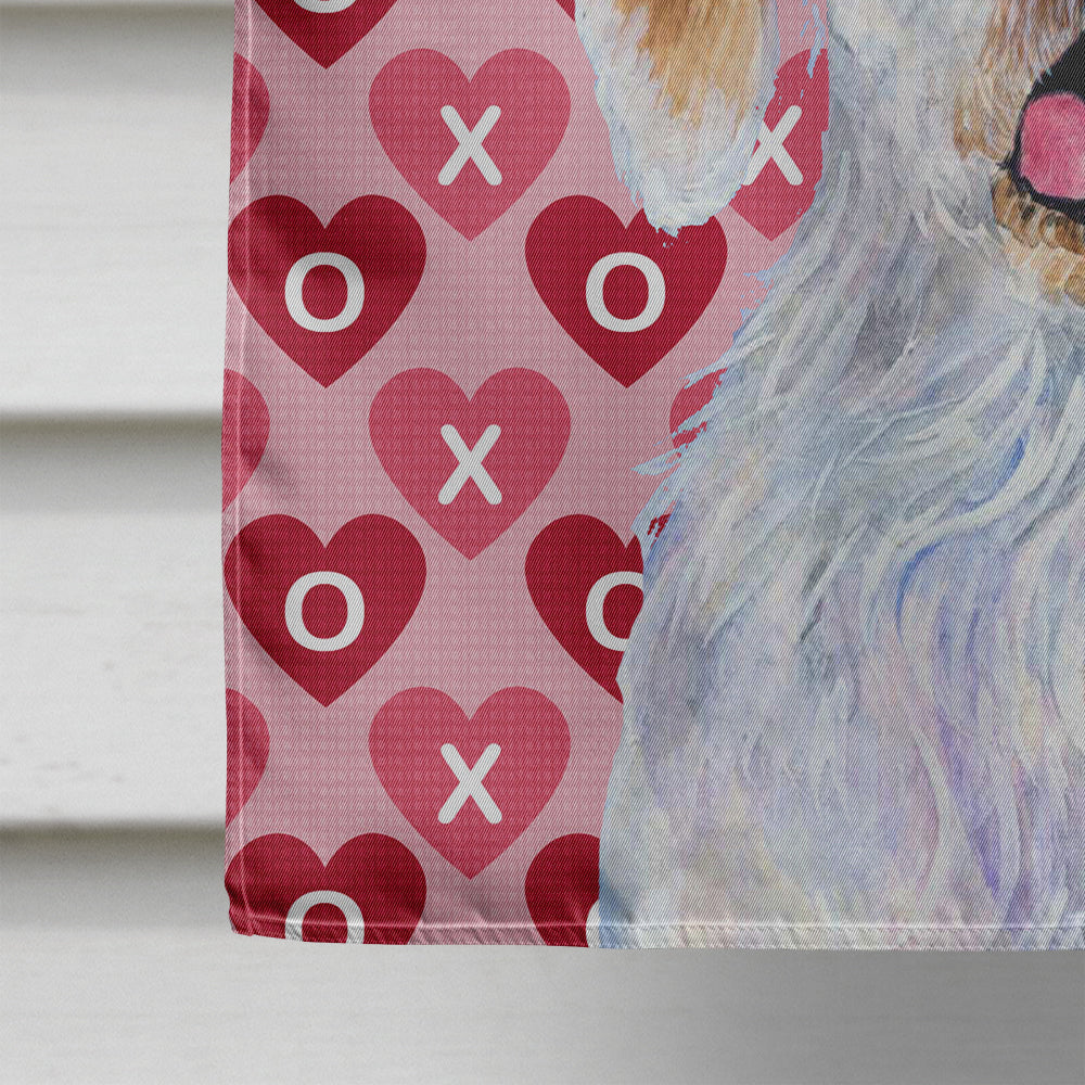 Clumber Spaniel Hearts Love and Valentine's Day Portrait House Flag 28x40 Porch Sleeve Pole Decorative Outside Yard Banner Artwork Wall Hanging, Polyester