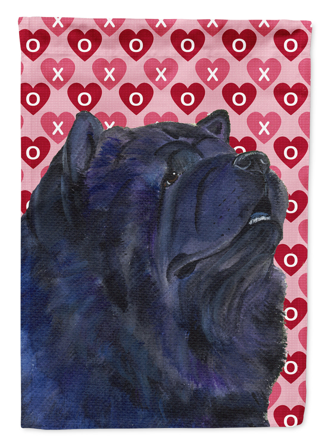 Chow Chow Hearts Love and Valentine's Day Portrait House Flag 28x40 Porch Sleeve Pole Decorative Outside Yard Banner Artwork Wall Hanging, Polyester