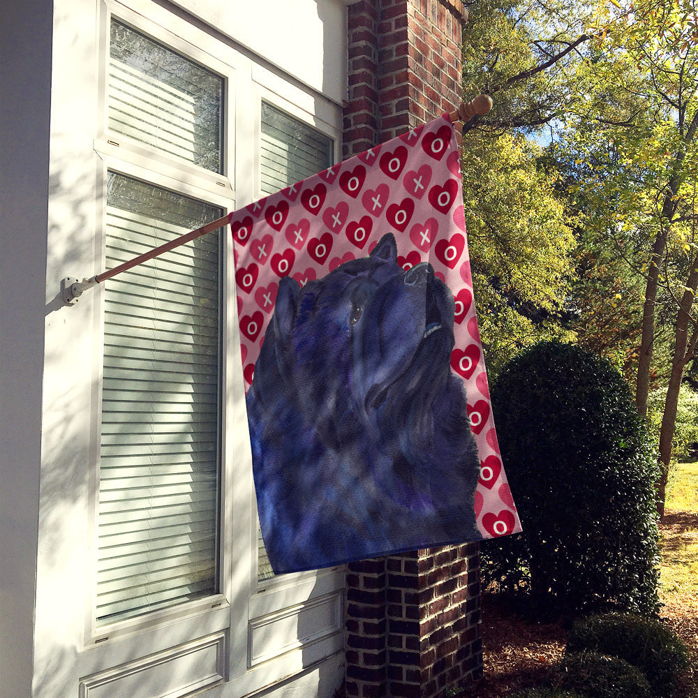 Chow Chow Hearts Love and Valentine's Day Portrait House Flag 28x40 Porch Sleeve Pole Decorative Outside Yard Banner Artwork Wall Hanging, Polyester
