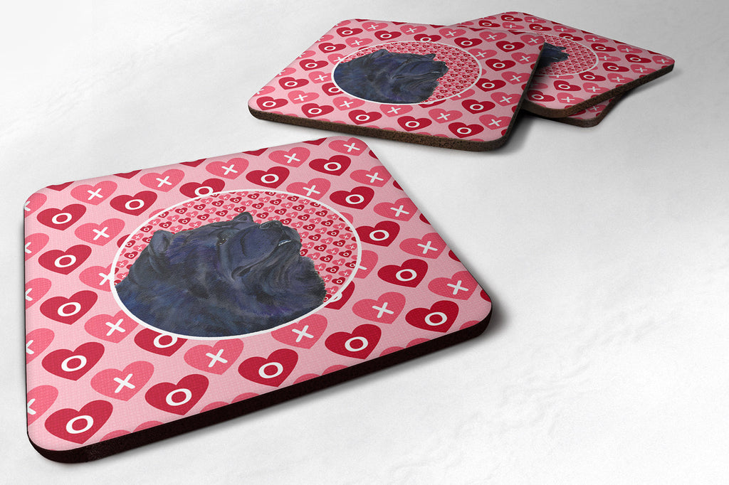 Chow Chow Hearts Love and Valentine's Day Portrait Foam Coasters Set of 4 Cup Coasters for Indoor Outdoor, Tabletop Protection, Anti Slip, Mouse pad Material