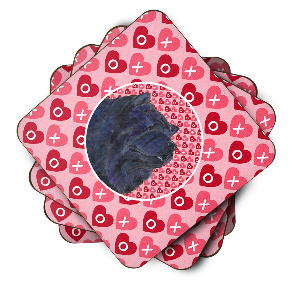 Chow Chow Hearts Love and Valentine's Day Portrait Foam Coasters Set of 4 Cup Coasters for Indoor Outdoor, Tabletop Protection, Anti Slip, Mouse pad Material