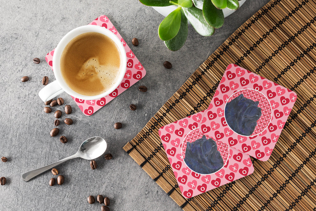 Chow Chow Hearts Love and Valentine's Day Portrait Foam Coasters Set of 4 Cup Coasters for Indoor Outdoor, Tabletop Protection, Anti Slip, Mouse pad Material