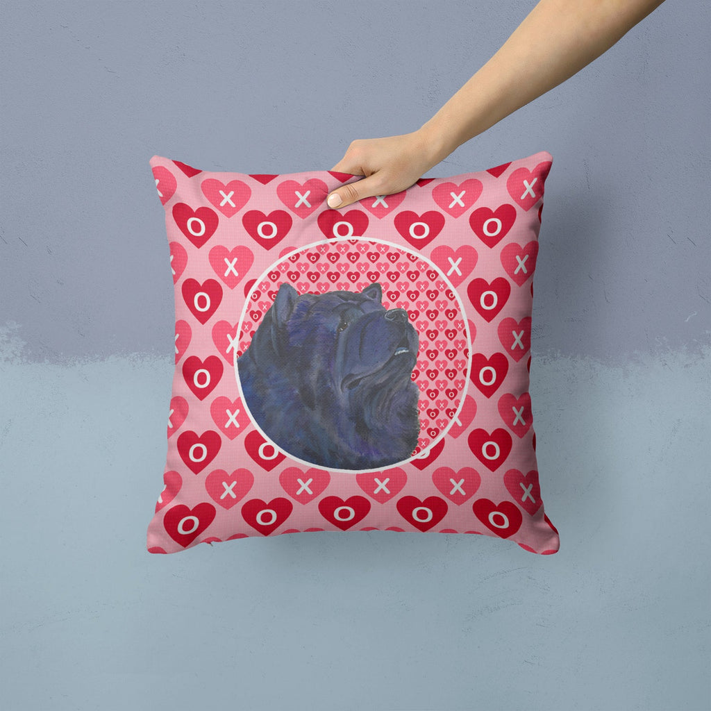 Chow Chow Hearts Love and Valentine's Day Portrait Decorative Throw Pillow 14x14 Indoor Outdoor Accent Cushion, Fabric Cover with Insert for Sofa, Bed, Porch & Living Room
