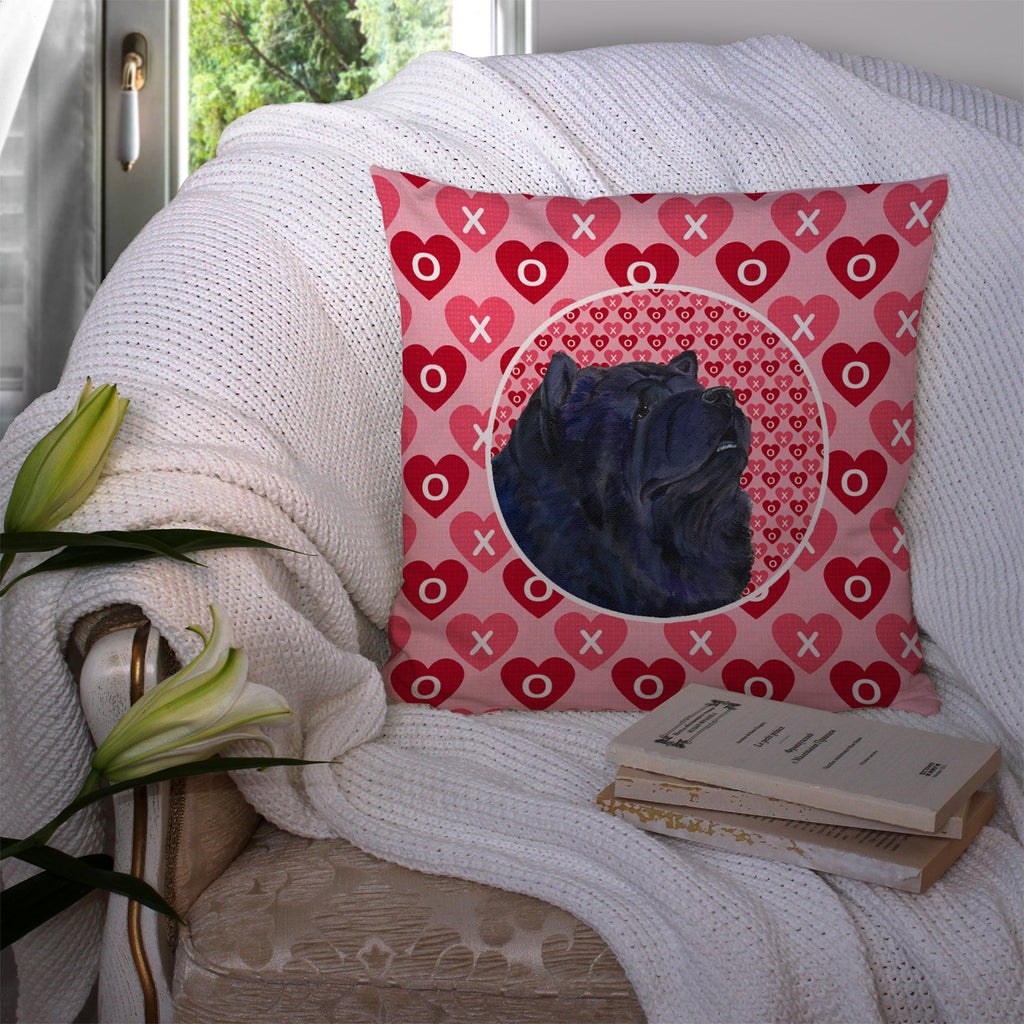Chow Chow Hearts Love and Valentine's Day Portrait Decorative Throw Pillow 14x14 Indoor Outdoor Accent Cushion, Fabric Cover with Insert for Sofa, Bed, Porch & Living Room