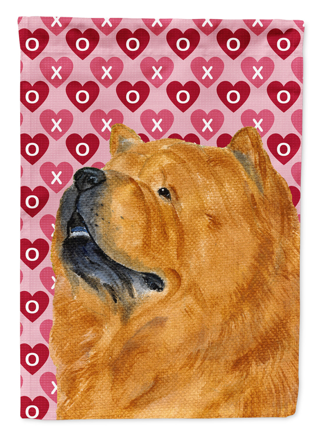 Chow Chow Hearts Love and Valentine's Day Portrait House Flag 28x40 Porch Sleeve Pole Decorative Outside Yard Banner Artwork Wall Hanging, Polyester