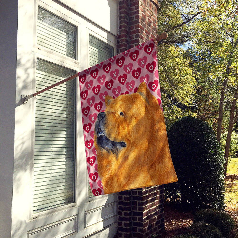 Chow Chow Hearts Love and Valentine's Day Portrait House Flag 28x40 Porch Sleeve Pole Decorative Outside Yard Banner Artwork Wall Hanging, Polyester