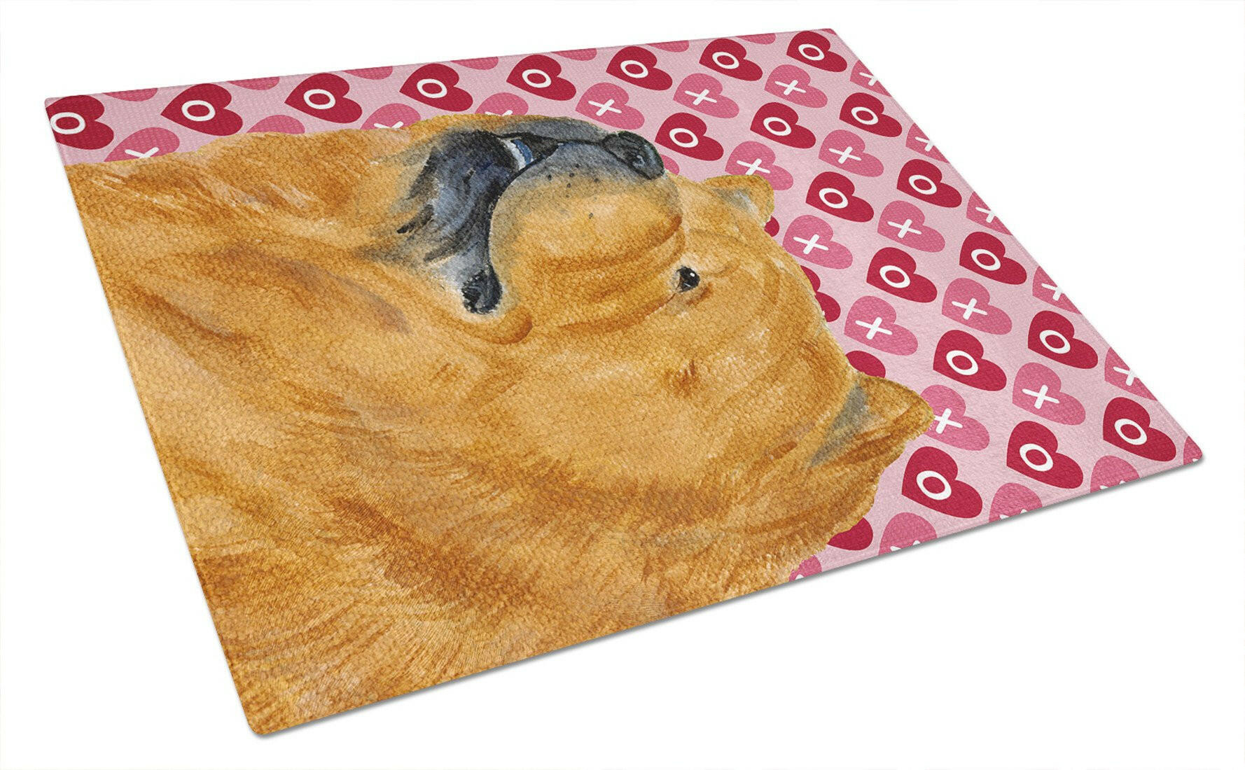 Chow Chow Hearts Love and Valentine's Day Portrait Cutting Board Tempered Glass Kitchen Cutting Surface, Heat Resistant Chopping, Non-Slip Feet, Food Prep & Serving
