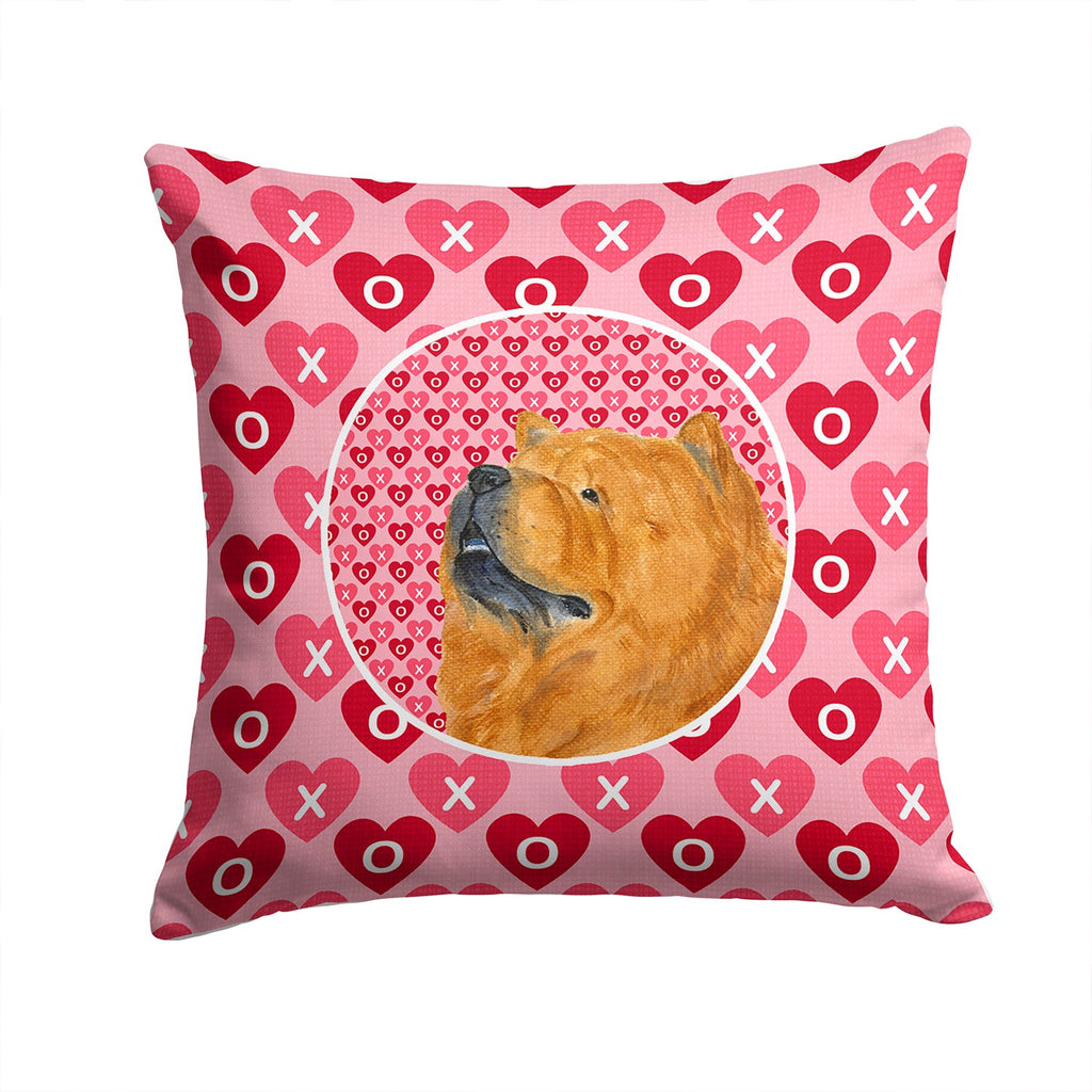 Chow Chow Hearts Love and Valentine's Day Portrait Decorative Throw Pillow 14x14 Indoor Outdoor Accent Cushion, Fabric Cover with Insert for Sofa, Bed, Porch & Living Room