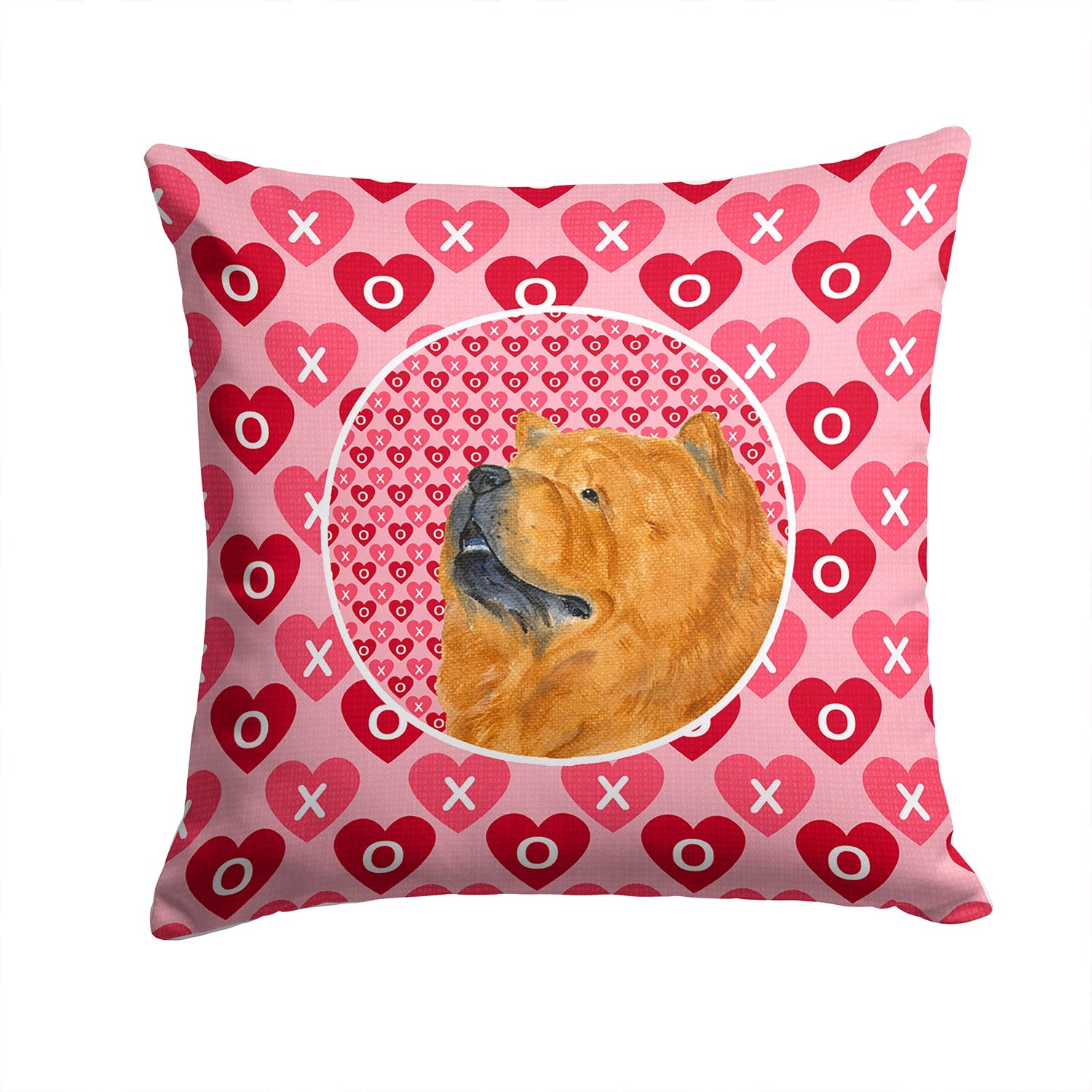 Chow Chow Hearts Love and Valentine's Day Portrait Decorative Throw Pillow 14x14 Indoor Outdoor Accent Cushion, Fabric Cover with Insert for Sofa, Bed, Porch & Living Room
